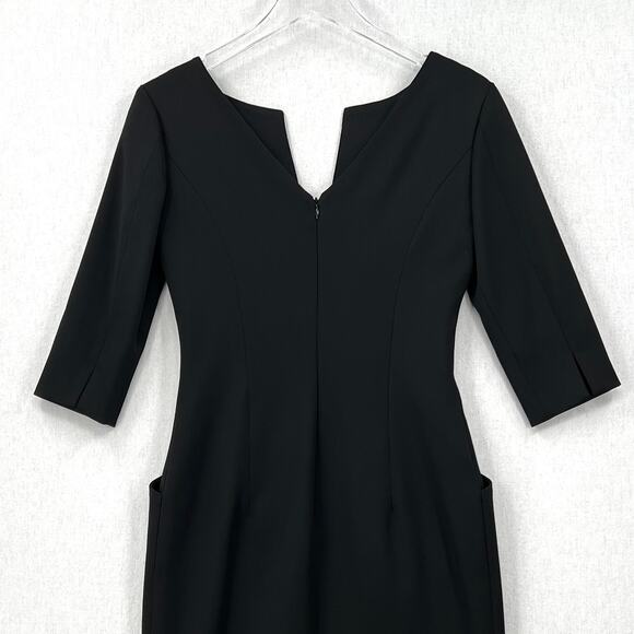 ALEXANDER MCQUEEN Wool Sheath Dress Womens 38 Black Pockets Elbow Sleeve Pencil - Picture 5 of 16